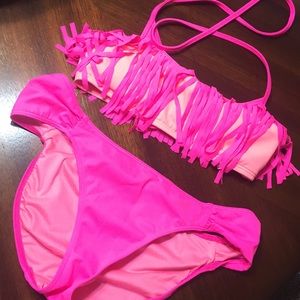Pink Fringe Two Piece